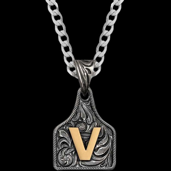 Mini Initial Cow Tag Necklace 